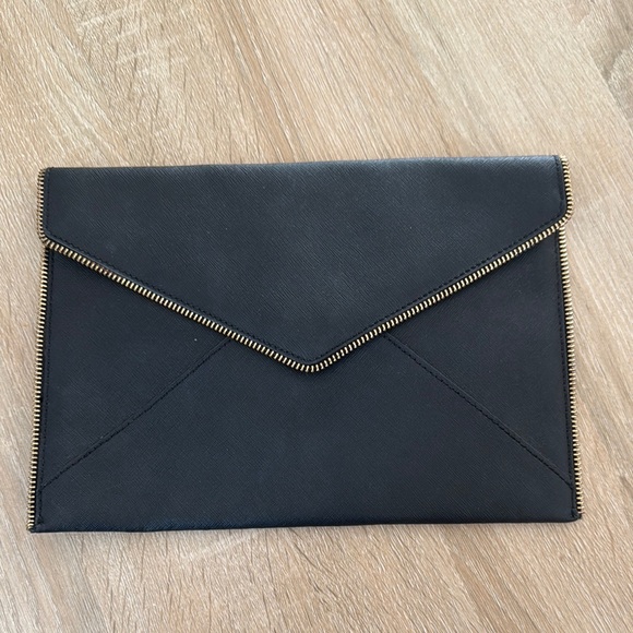 Rebecca Minkoff Handbags - Rebecca Minkoff Black Envelope Clutch with Metallic Trim